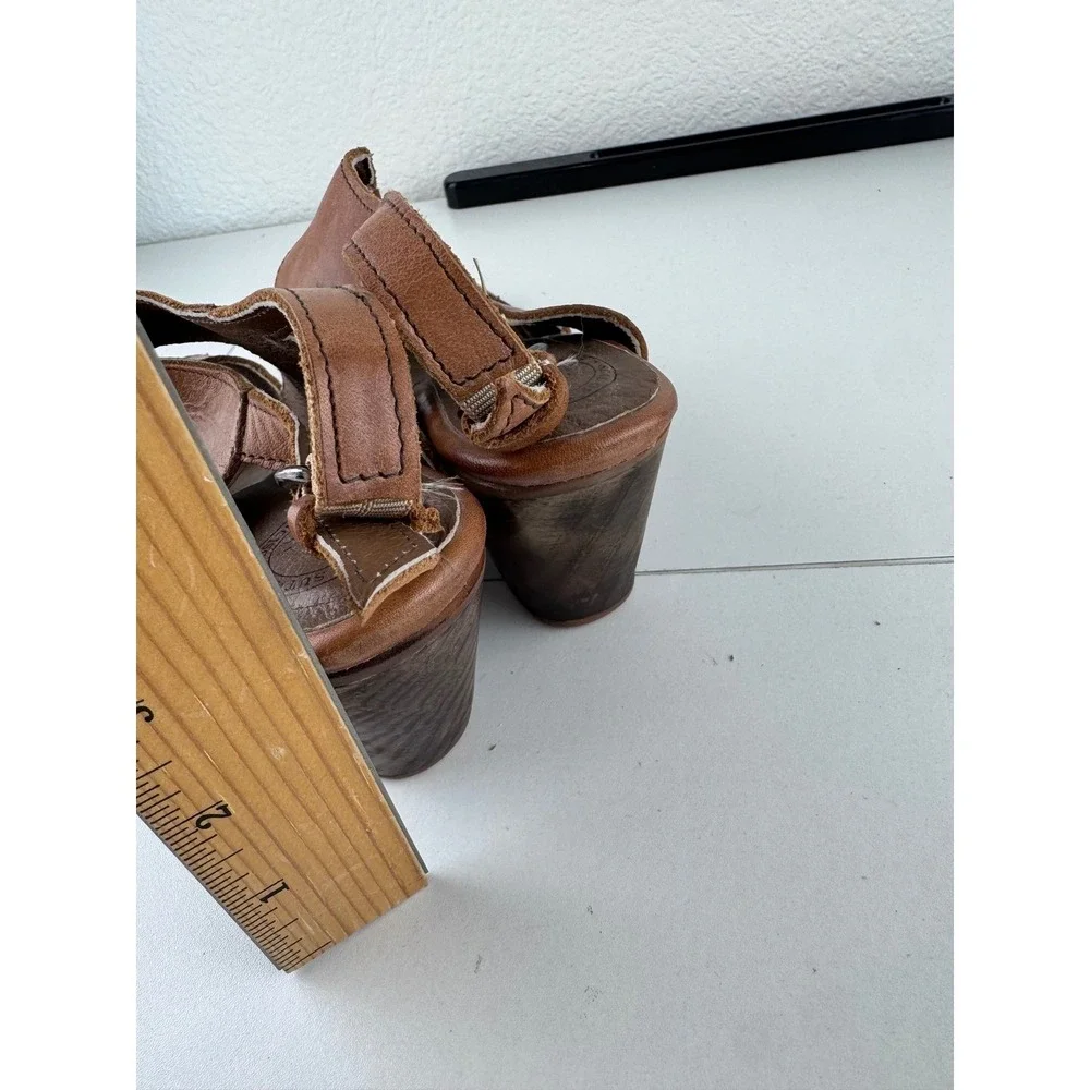 Seal of the Sutro San Francisco Leather‎ Slingback Wedge Sandals Size 7.5 Boho